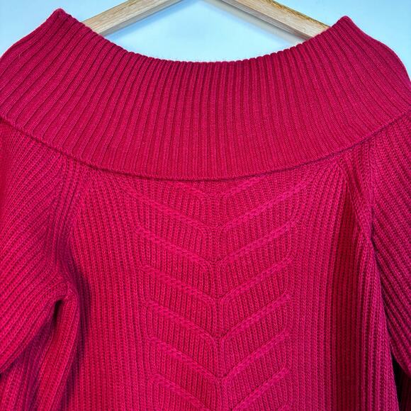 Off-Shoulder Red Sweater - Picture 7 of 14